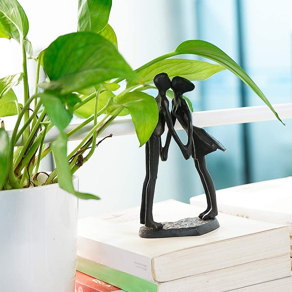 Iron Anniversary Couple Sculpture 6 Inch - Timeless Wedding Couple Gifts, Her or Wife, 1St 25Th 50Th or 6Th Anniversary, Valentines, Birthday