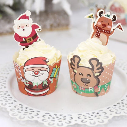 Christmas Paper Baking Cups 50Pcs Santa Claus/Christmas Snowman/Christmas Elk Cake Baking Cups Cupcakes (50Pcs Christmas Snowman)