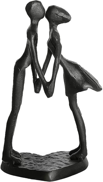 Iron Anniversary Couple Sculpture 6 Inch - Timeless Wedding Couple Gifts, Her or Wife, 1St 25Th 50Th or 6Th Anniversary, Valentines, Birthday