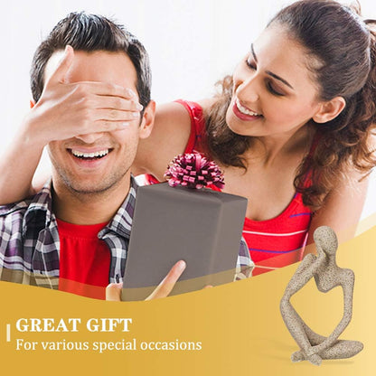 Sandstone Resin Thinker Style Abstract Sculpture Statue Collectible Figurines Home Office Bookshelf Desktop Decor(Sandstone,Left)