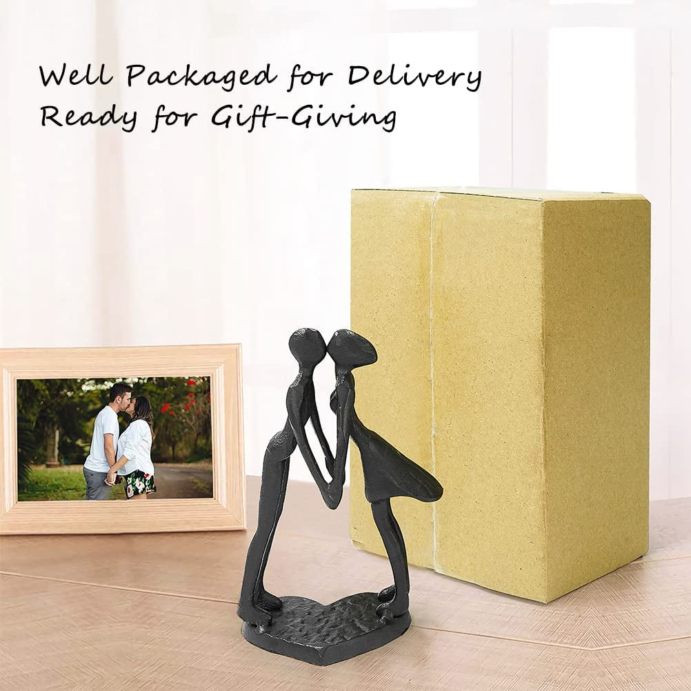 Iron Anniversary Couple Sculpture 6 Inch - Timeless Wedding Couple Gifts, Her or Wife, 1St 25Th 50Th or 6Th Anniversary, Valentines, Birthday