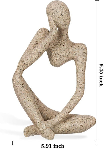 Sandstone Resin Thinker Style Abstract Sculpture Statue Collectible Figurines Home Office Bookshelf Desktop Decor(Sandstone,Left)