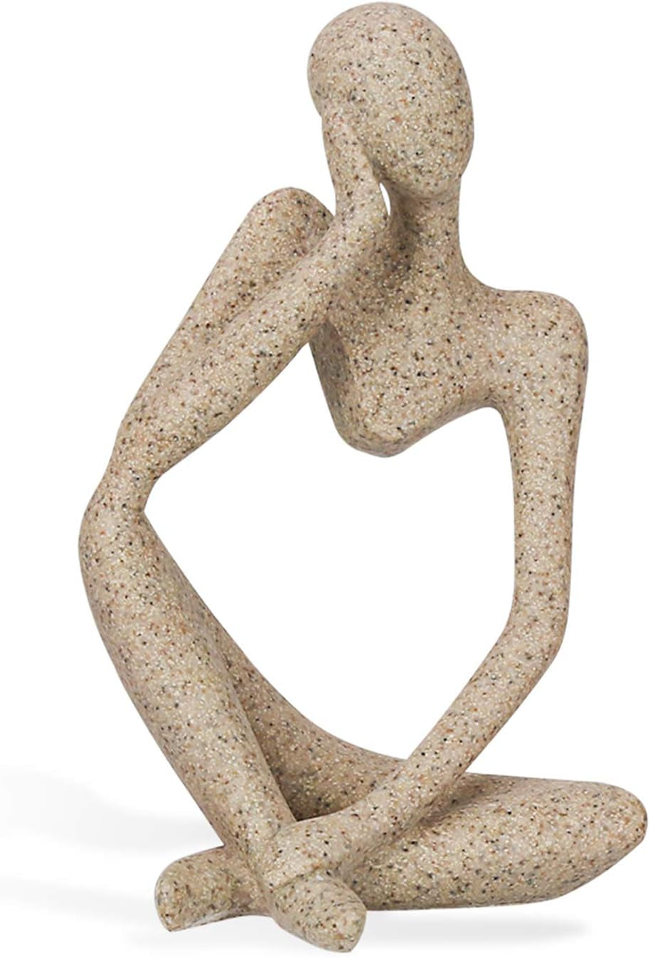 Sandstone Resin Thinker Style Abstract Sculpture Statue Collectible Figurines Home Office Bookshelf Desktop Decor(Sandstone,Left)
