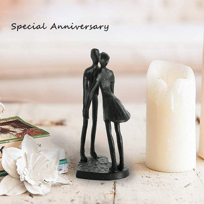 Iron Anniversary Couple Sculpture 6 Inch - Timeless Wedding Couple Gifts, Her or Wife, 1St 25Th 50Th or 6Th Anniversary, Valentines, Birthday
